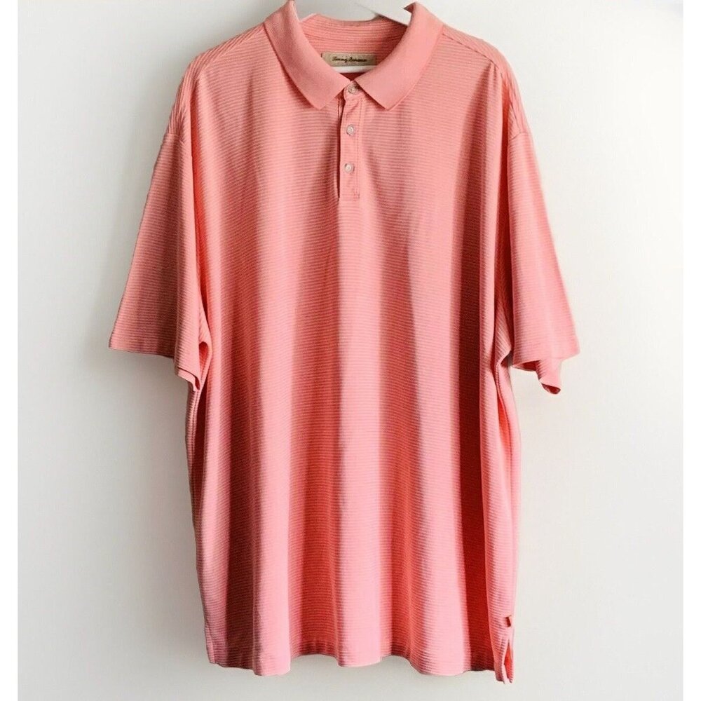 Tommy Bahama Men’s Orange Coral Ribbed Polo Shirt Short Sleeve Golf‎ Size XXL